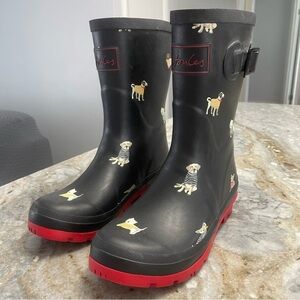 Joules Women's Molly Welly Wellington Mid Dog Print Boots Size 6